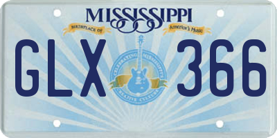 MS license plate GLX366