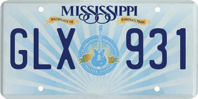 MS license plate GLX931