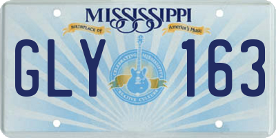 MS license plate GLY163