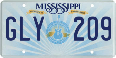 MS license plate GLY209