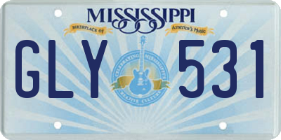 MS license plate GLY531