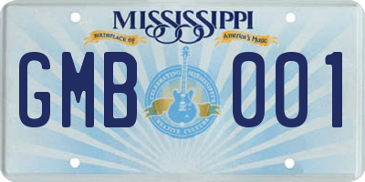 MS license plate GMB001