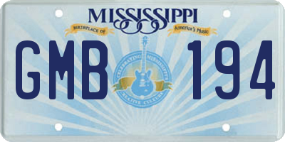 MS license plate GMB194