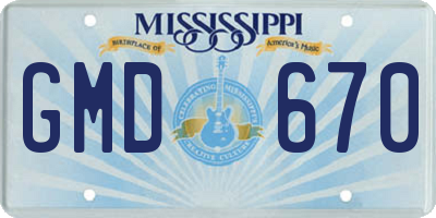 MS license plate GMD670