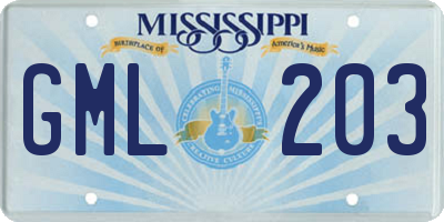 MS license plate GML203
