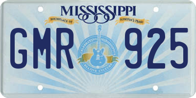 MS license plate GMR925