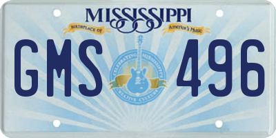 MS license plate GMS496