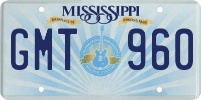 MS license plate GMT960