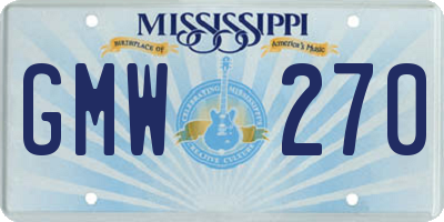 MS license plate GMW270