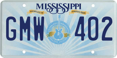 MS license plate GMW402