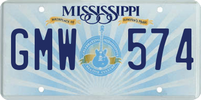 MS license plate GMW574