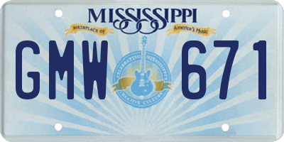 MS license plate GMW671