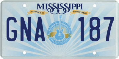 MS license plate GNA187