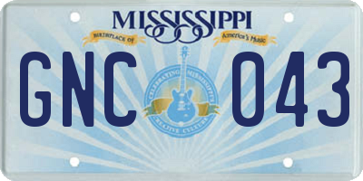 MS license plate GNC043