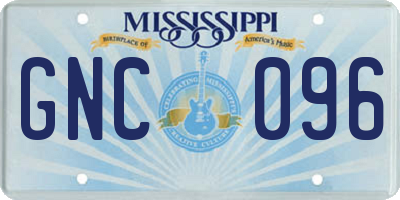 MS license plate GNC096