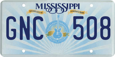 MS license plate GNC508