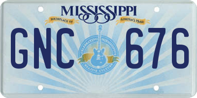 MS license plate GNC676