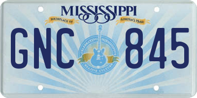 MS license plate GNC845
