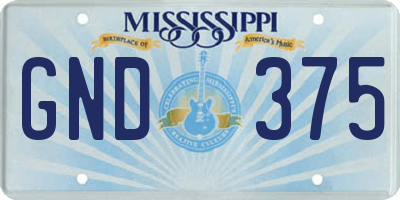 MS license plate GND375