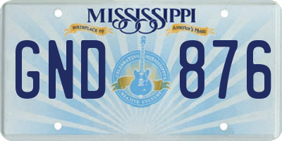 MS license plate GND876
