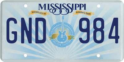 MS license plate GND984