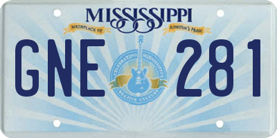 MS license plate GNE281