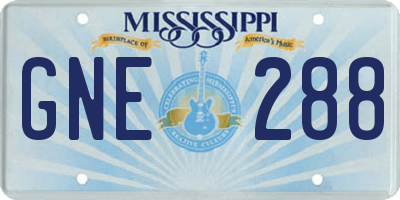 MS license plate GNE288