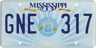 MS license plate GNE317
