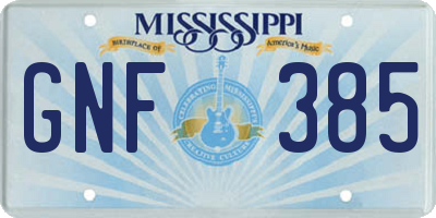 MS license plate GNF385