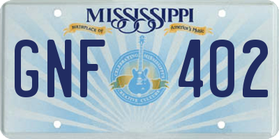MS license plate GNF402