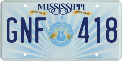 MS license plate GNF418
