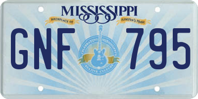 MS license plate GNF795