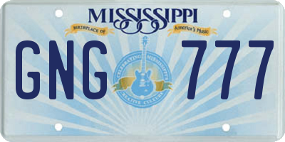 MS license plate GNG777