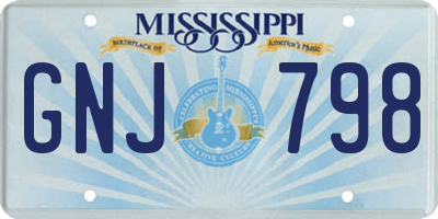 MS license plate GNJ798