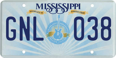 MS license plate GNL038