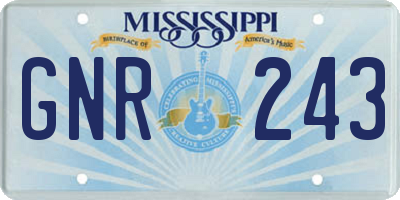 MS license plate GNR243