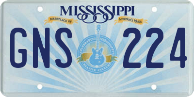 MS license plate GNS224