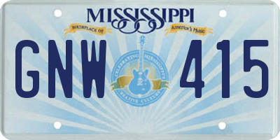 MS license plate GNW415