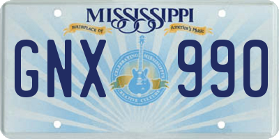 MS license plate GNX990