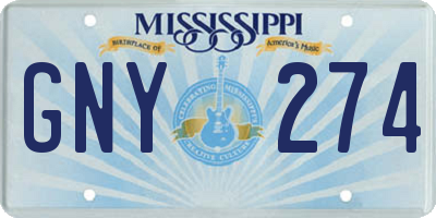 MS license plate GNY274