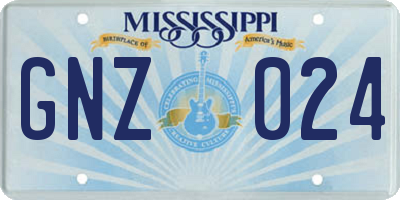 MS license plate GNZ024