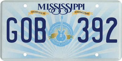MS license plate GOB392