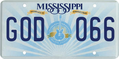 MS license plate GOD066