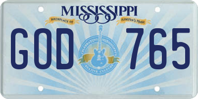 MS license plate GOD765