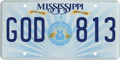 MS license plate GOD813