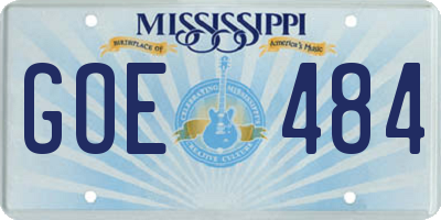 MS license plate GOE484