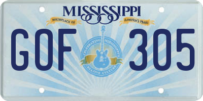 MS license plate GOF305