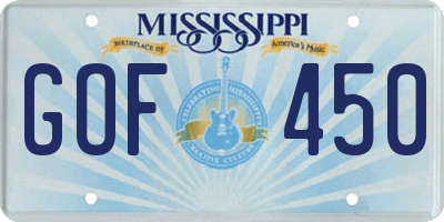 MS license plate GOF450