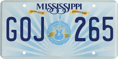 MS license plate GOJ265
