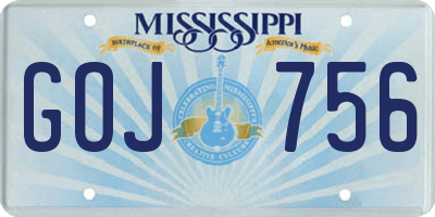MS license plate GOJ756